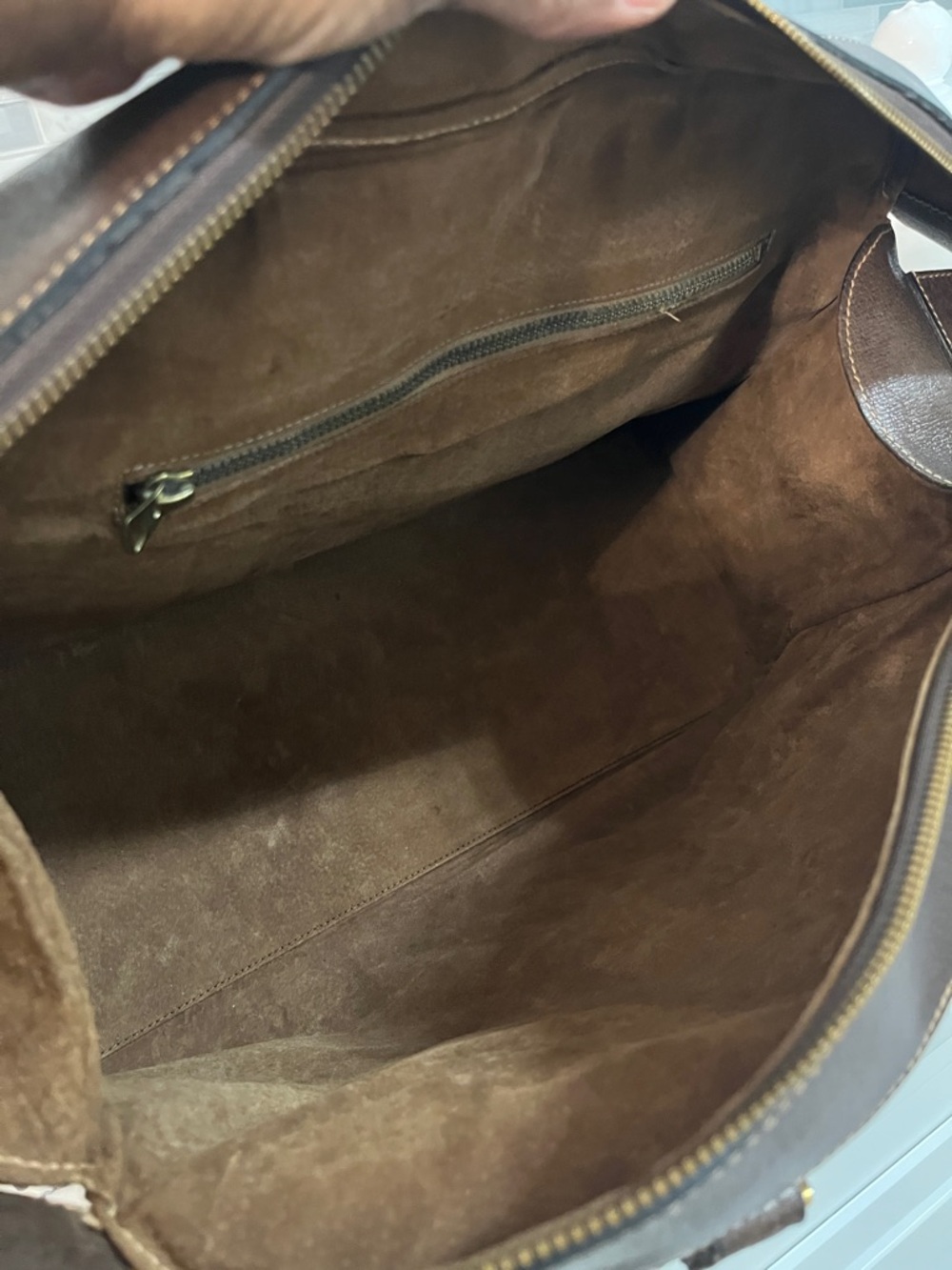🦋Ultra Rare🦋 Gucci Brown Leather Duffel with Sherry Line Stripe - Picture 10 of 11